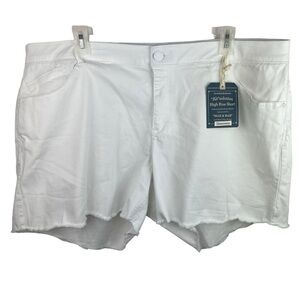 Democracy | White Ab-Solution High Rise Raw Hem Shorts New
